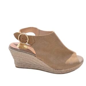 KANNA Made in Spain Taupe Brown Suede Leather Wedge Shoes Sandals 39 US SZ 7 EUC